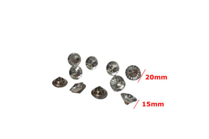 Verhoilukristallinappi 20x15mm metallipohjalla, 10 kappaleen sarja - Image 3